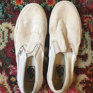 Vans White Slip Ons